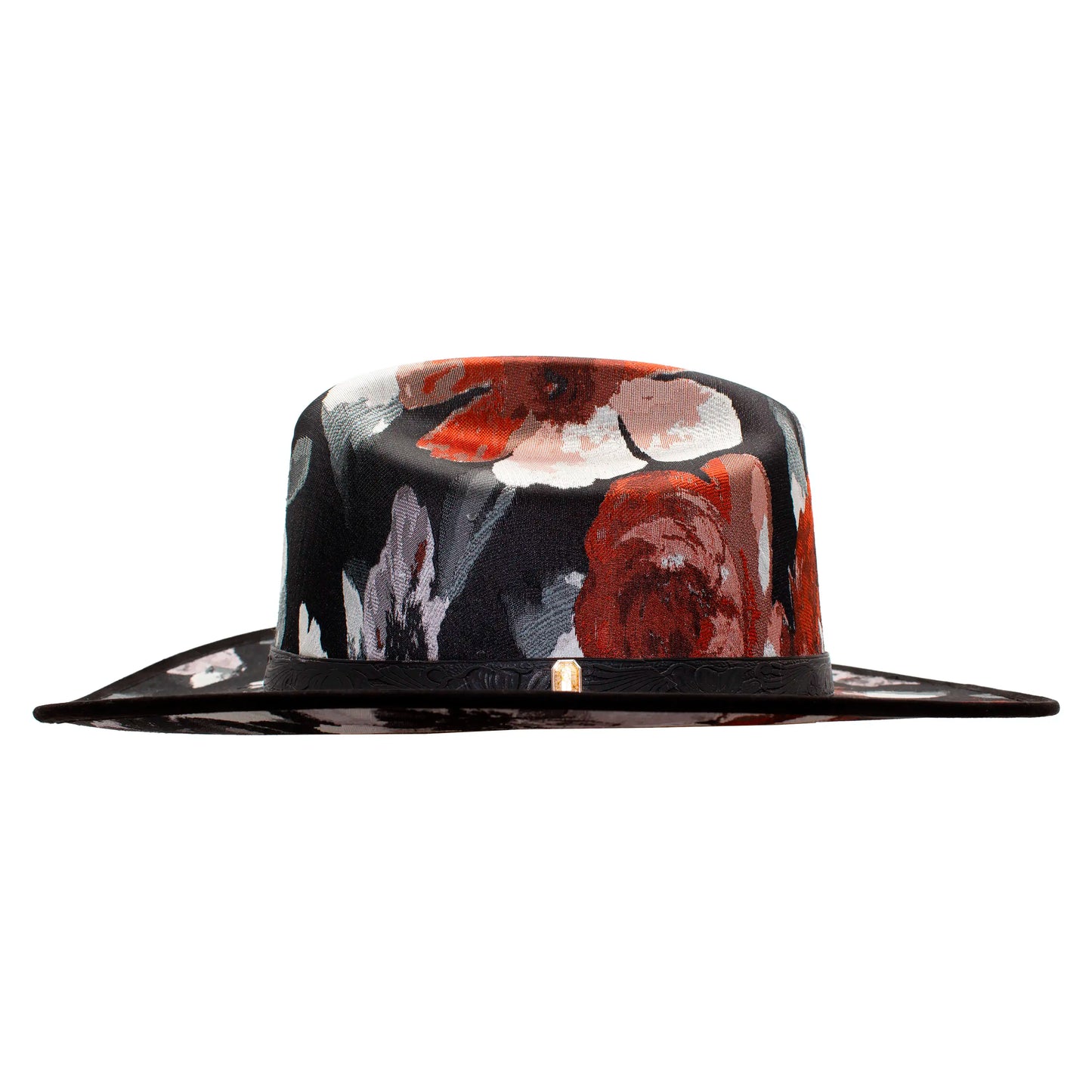 BLACK & BROWN FLORAL HAT
