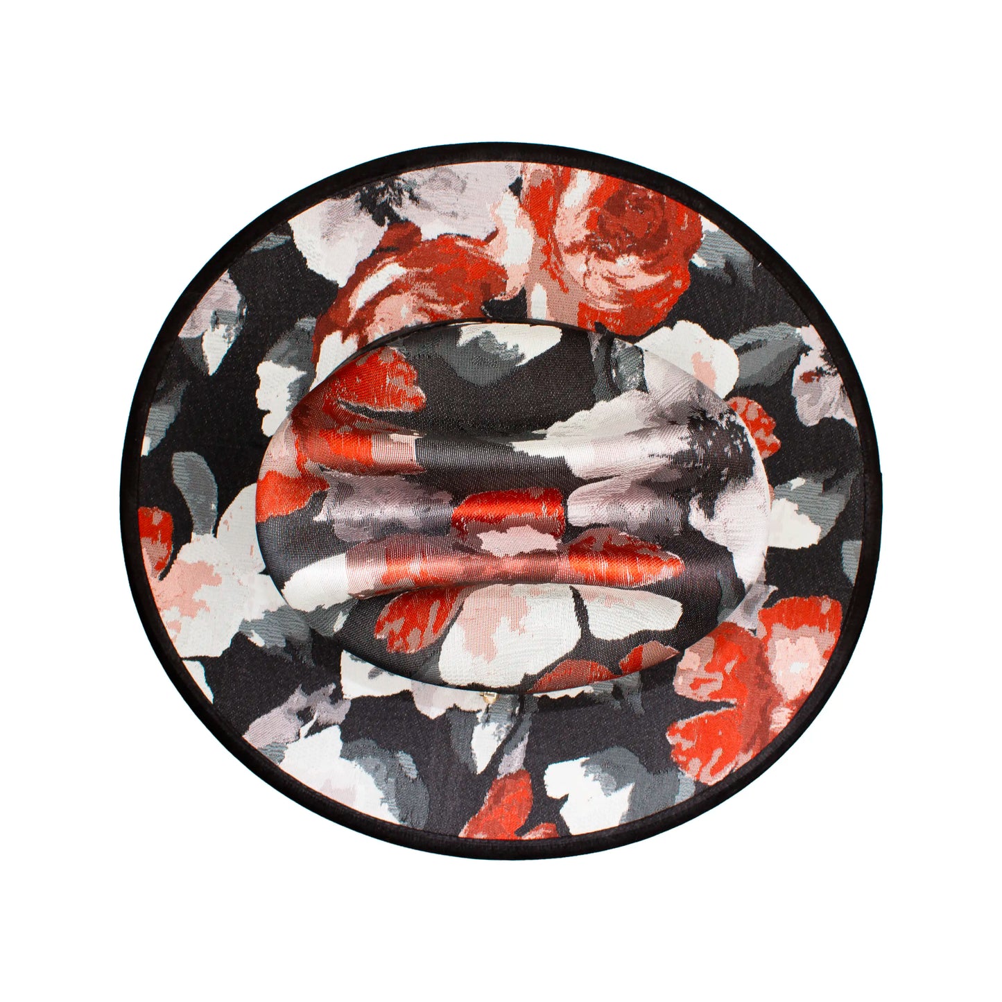 BLACK & BROWN FLORAL HAT