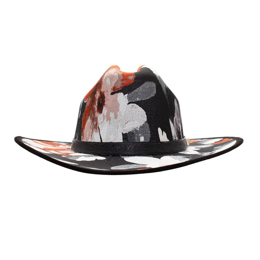 BLACK & BROWN FLORAL HAT